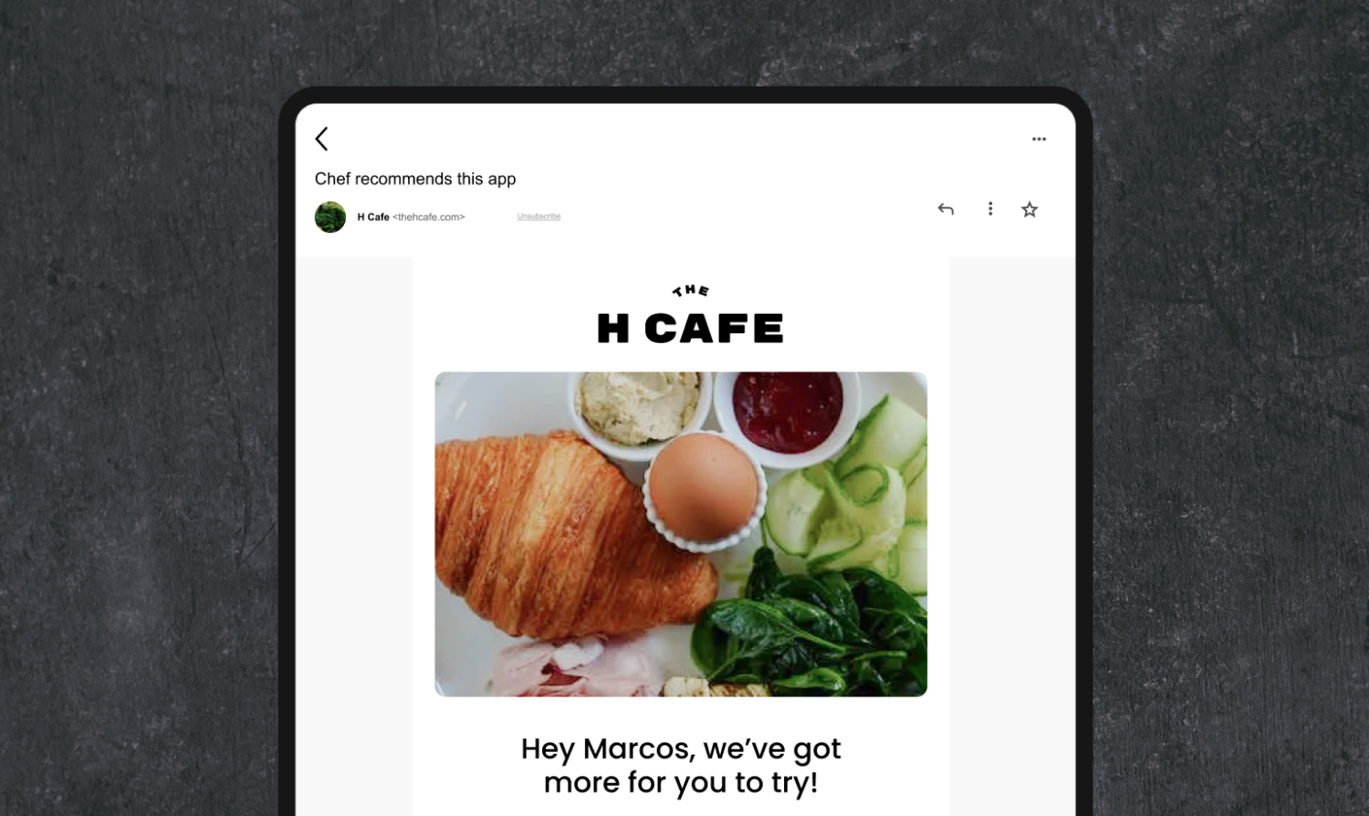 A screenshot demonstrating ChowNow's automated email marketing product.
