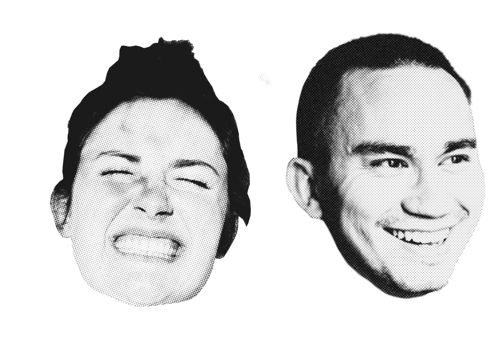 Two happy human faces