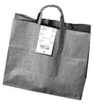 Paper takeout bag with a receipt stapled to it.