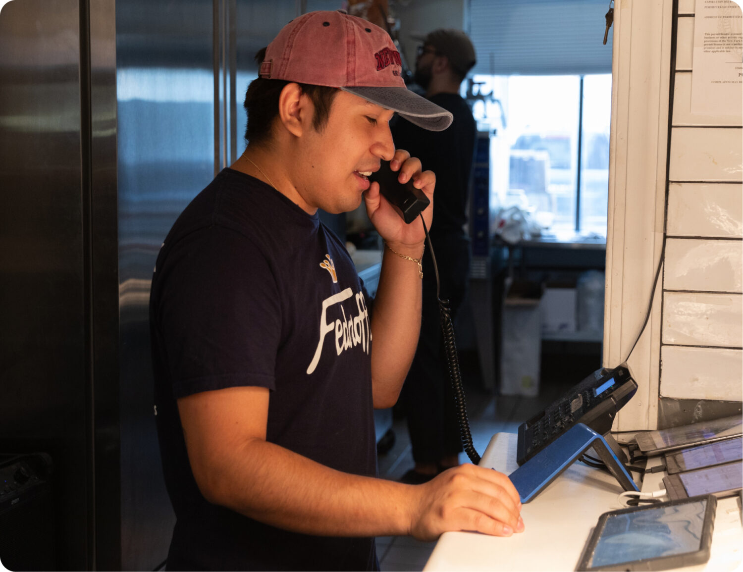 A person talking on the phone.