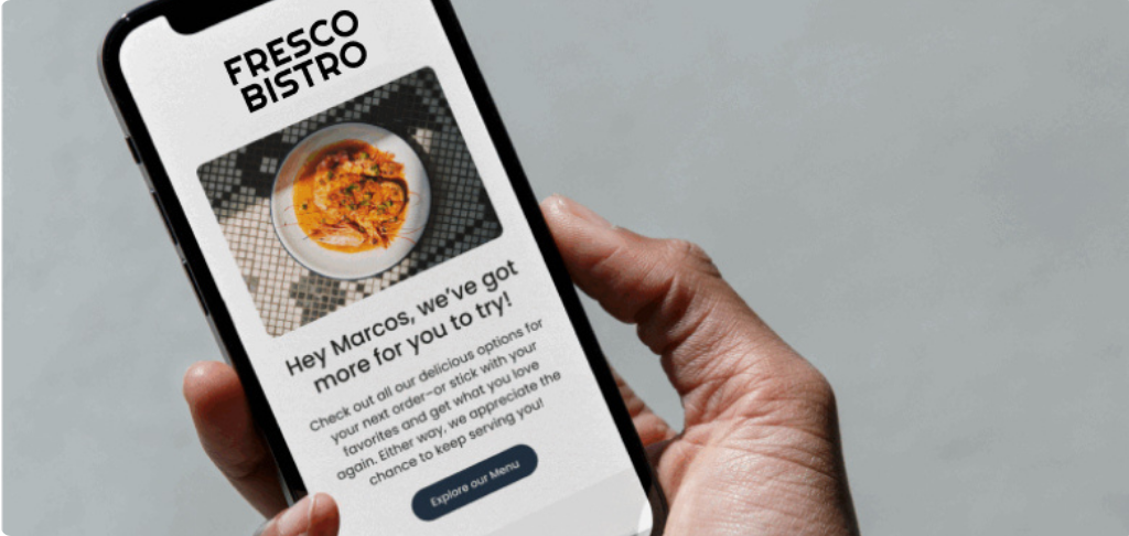 Example of ChowNow's automated email marketing feature