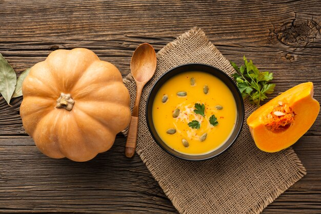 squash with squash soup beside it