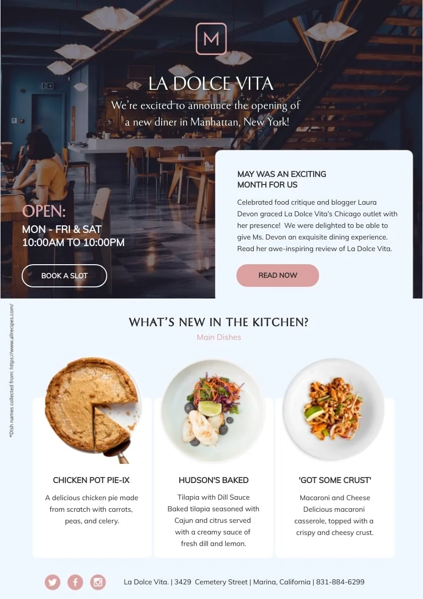 newsletter email example