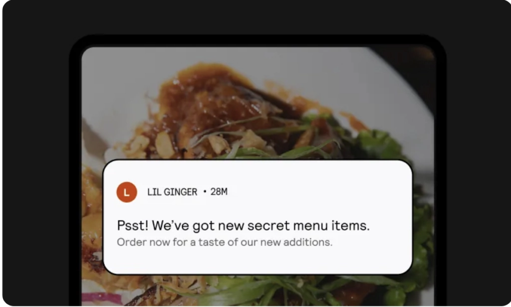 push notification from restaurant app