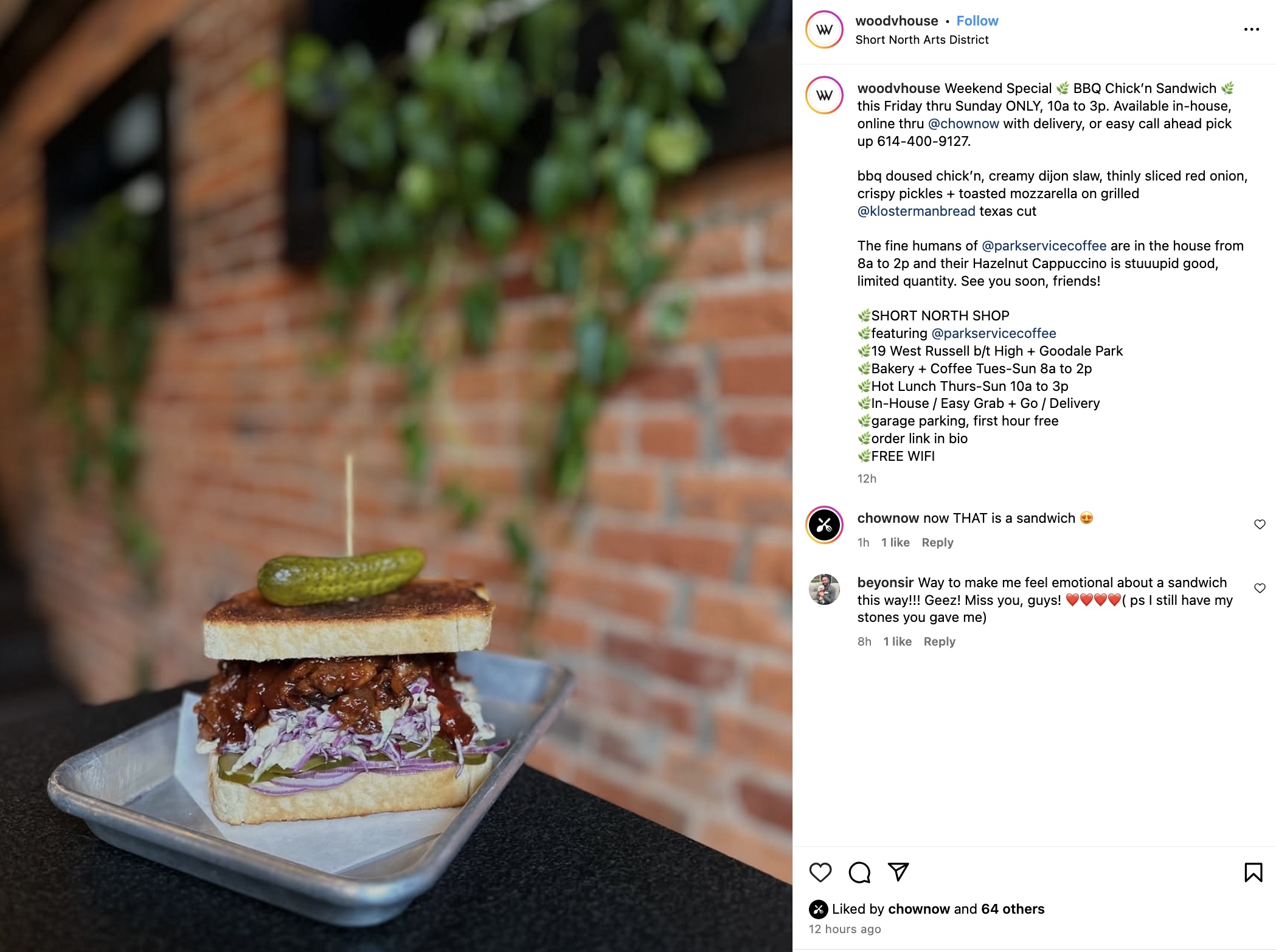 screenshot of instagram post promoting direct ordering