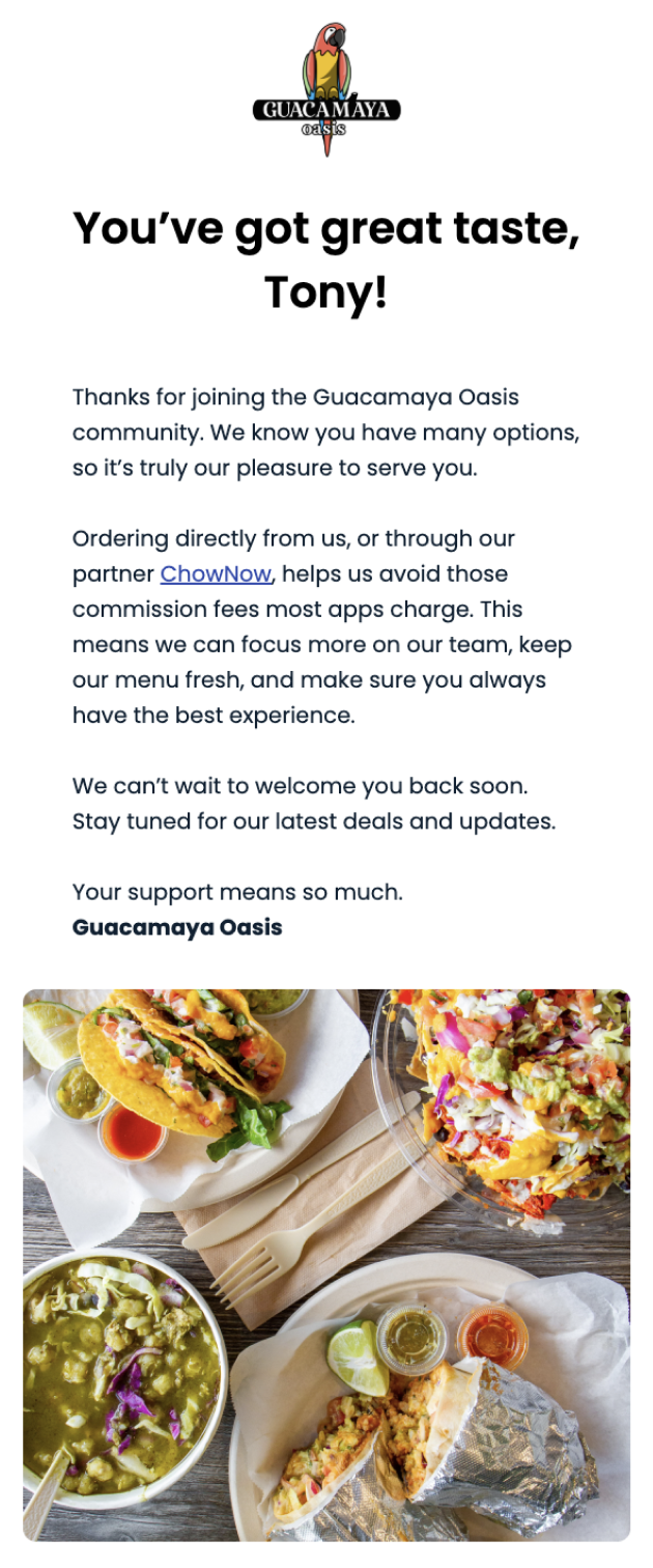 welcome email example