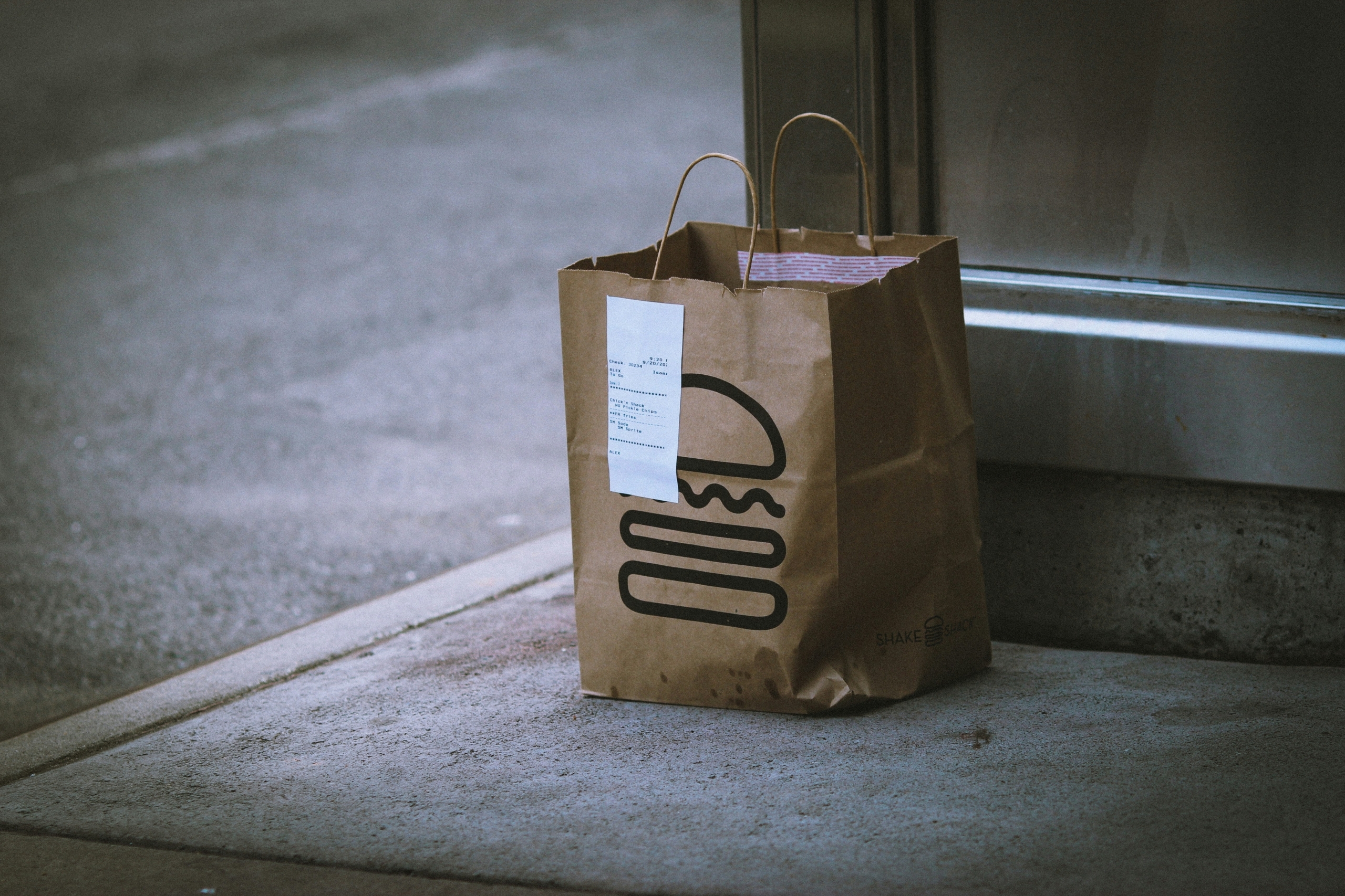food delivery bag sitting outside