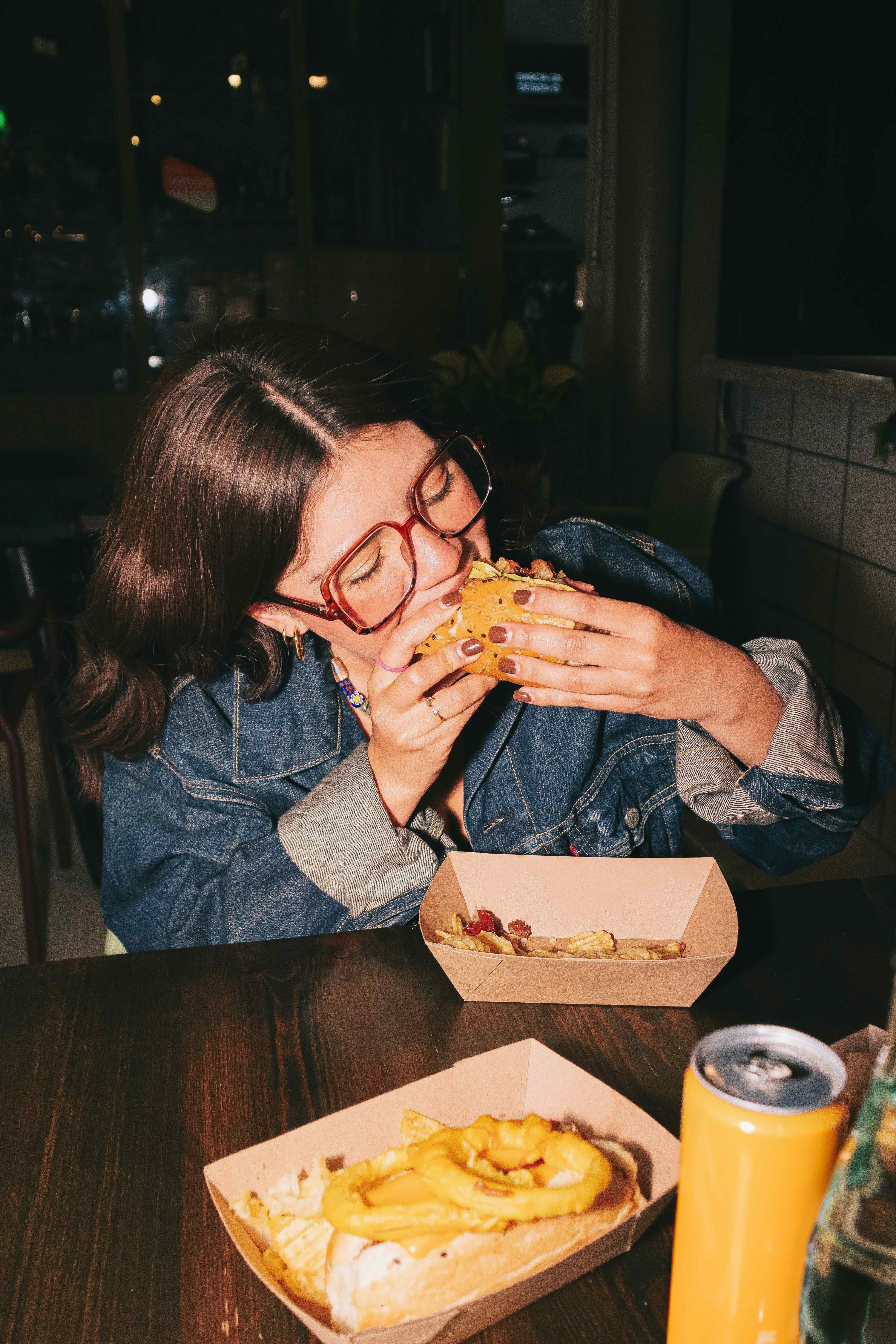 diner eating takeout food