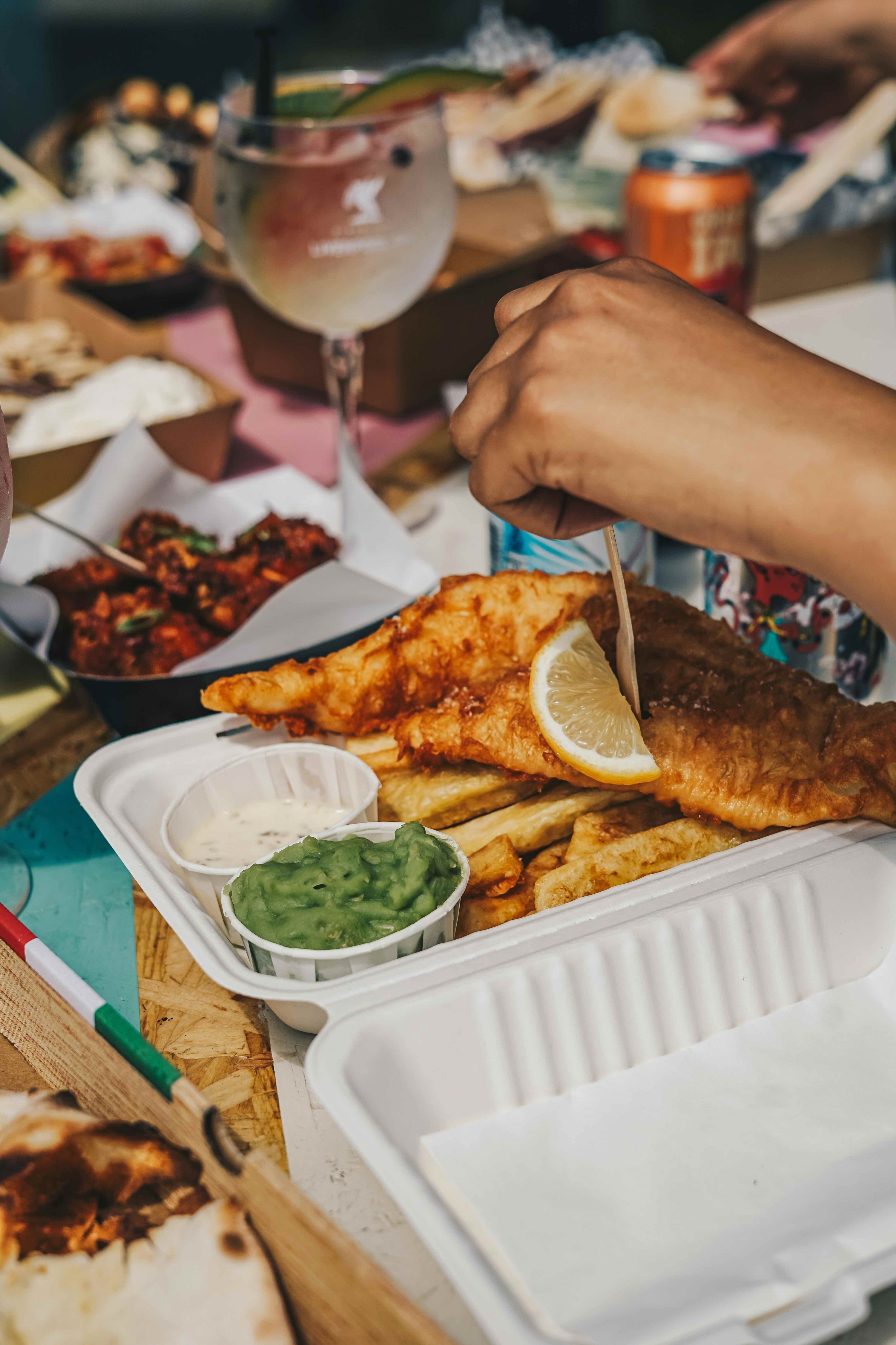 close up of takeout food