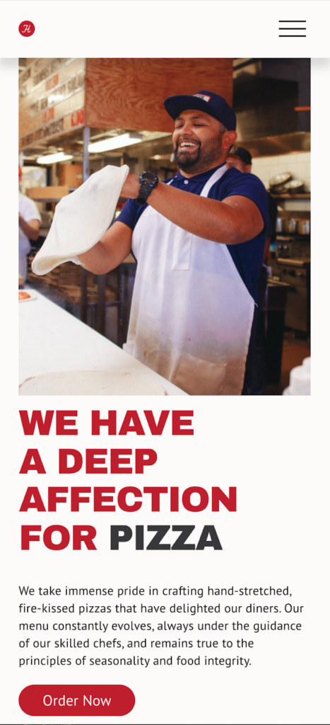 restaurant website example screenshot