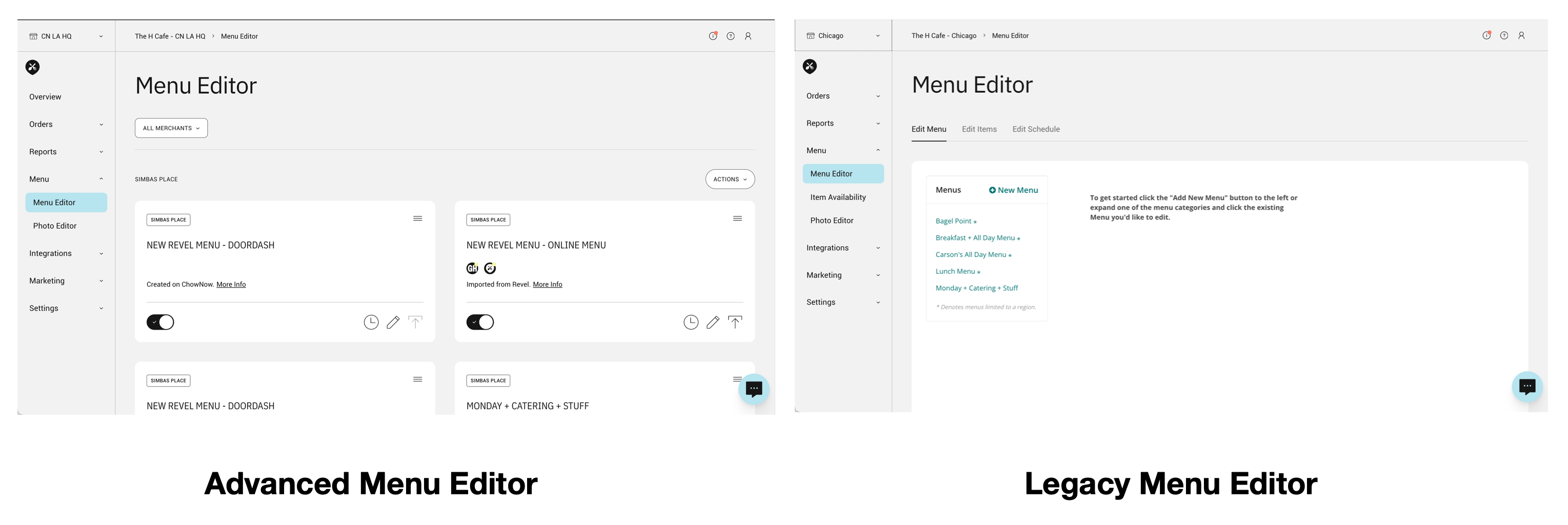 Menu Editor Overview - ChowNow