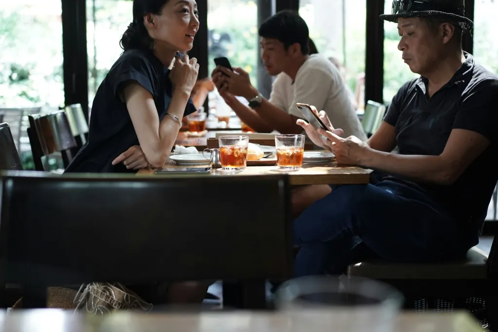 two people eating at restaurant