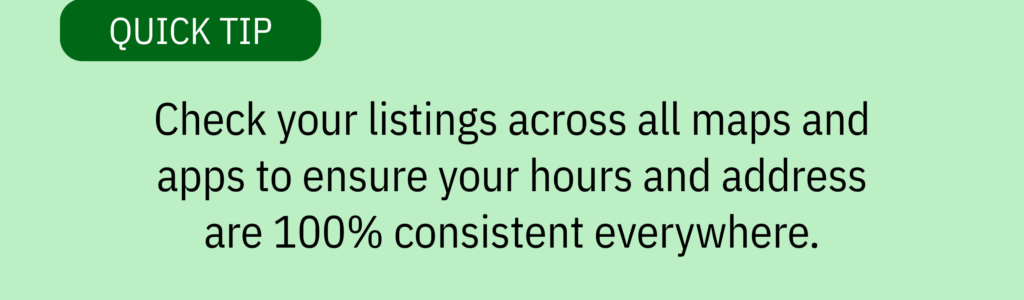 Quick tip graphic encouraging restaurant owners to fully optimize their Google Business Profile to improve local search visibility.