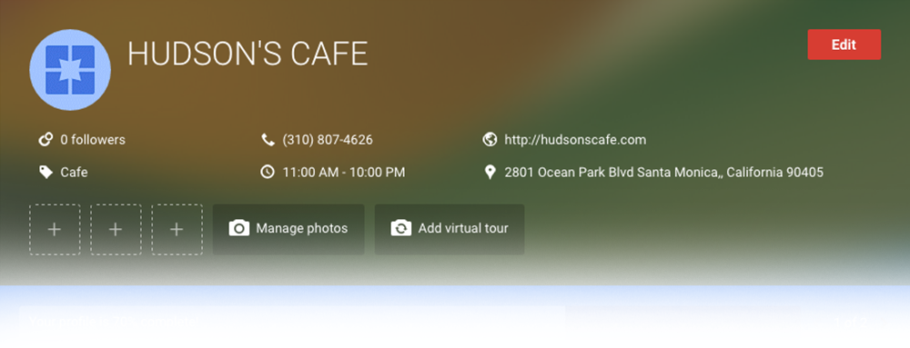 Google My Business for Restaurants: Dashboard