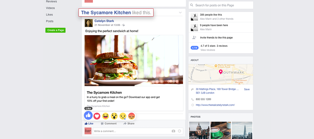 restaurant social media