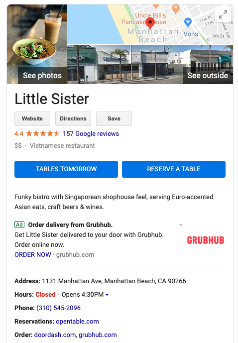 Restaurant Search Presence: Google Business Profile With Ad