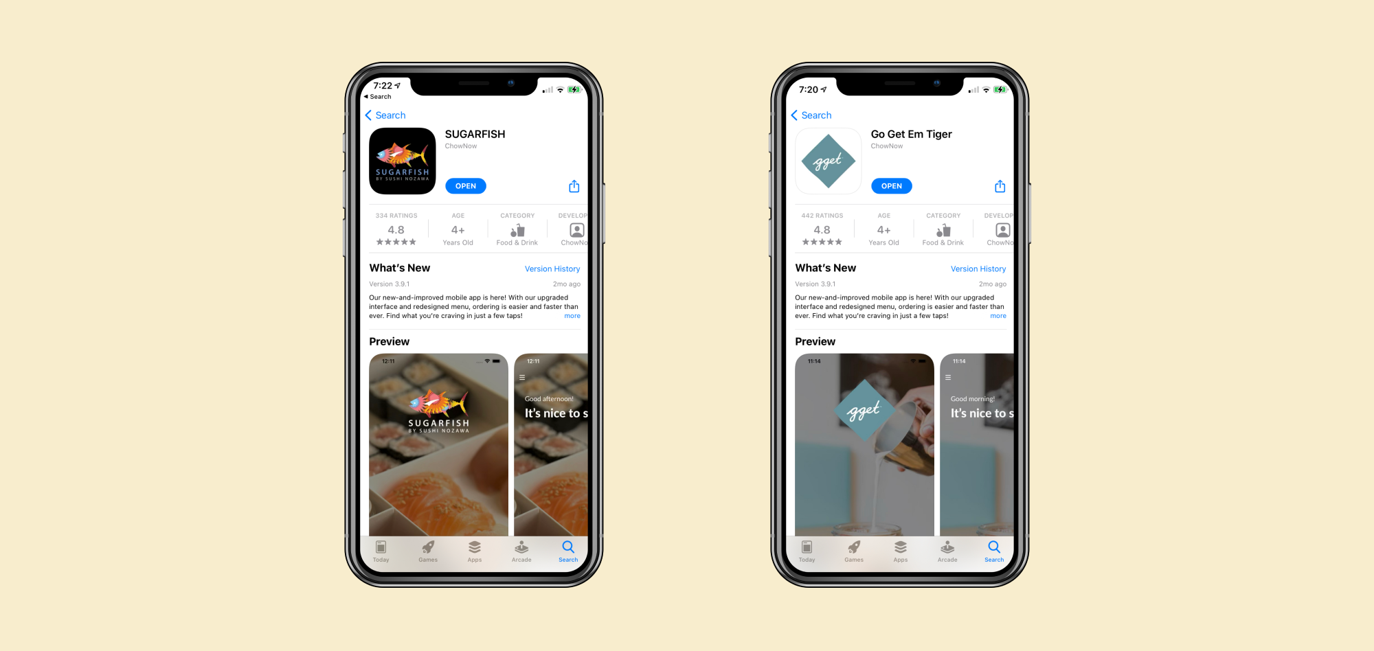 Restaurant mobile apps in app store