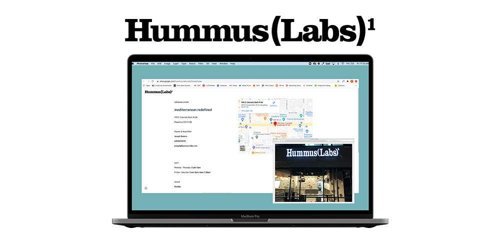 ChowNow customer, Hummus Labs website and storefront
