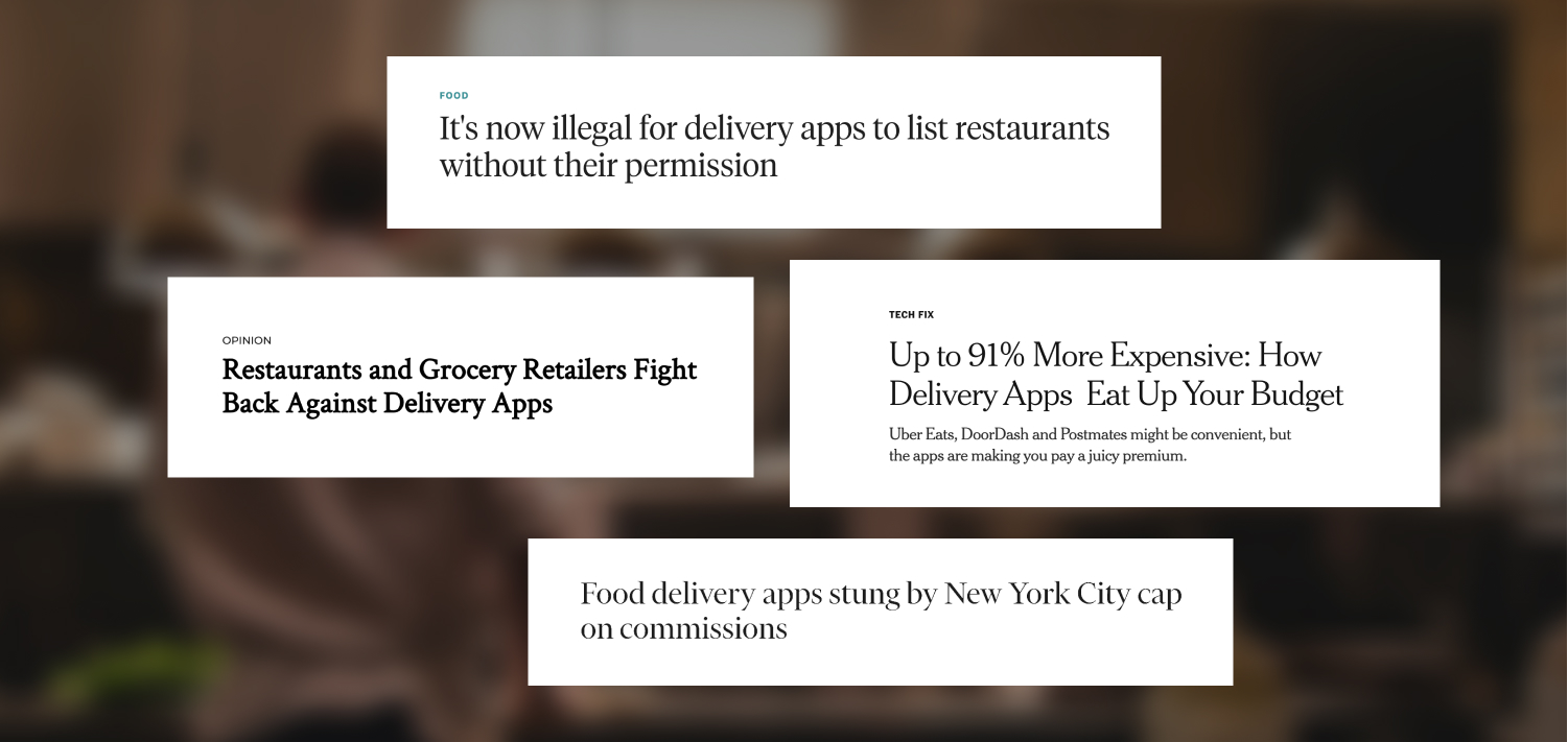 Headlines call out the bad business ethics of third-party apps as more cities move to protect small businesses and cap delivery fees.